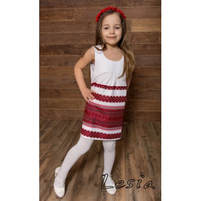 Embroidered sleeveless dress for girl "Woven"